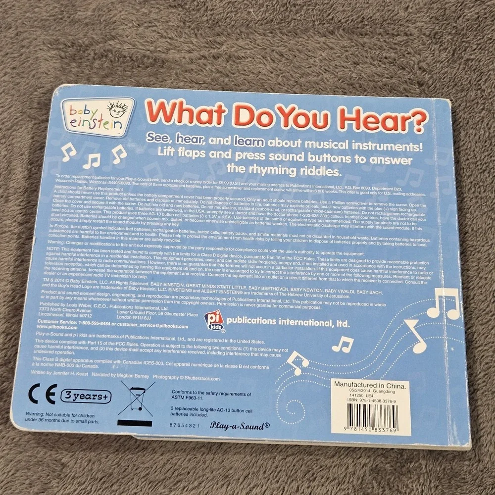 BABY EINSTEIN‎ What Do You Hear? Lift-a-Flap Sound Book: Hardcover: READ